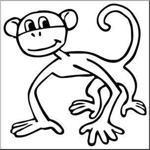 Clip Art: Cartoon Monkey B&W