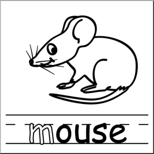 Clip Art: Basic Words: -ouse Phonics: Mouse B&W – Abcteach