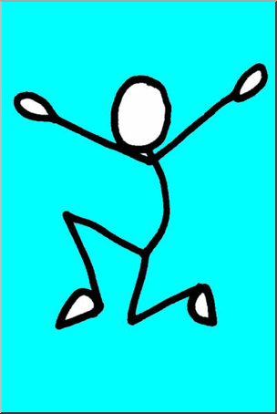 Clip Art: Stick Guy Jumping Color