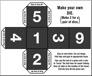 Clip Art: Make Your Own Dice 2 Grayscale