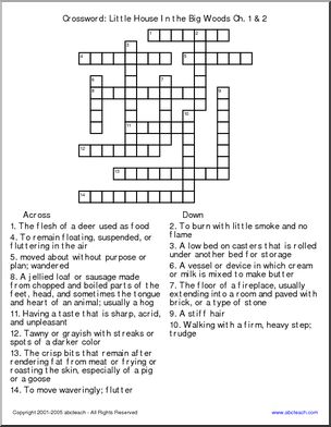 Little House In the Big Woods Ch. 1 & 2 Crossword