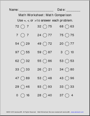 Comparison (greater than, equal, less than Math