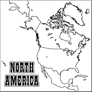 Clip Art: North America Map B&W Blank