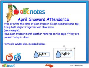 Interactive: Notebook: Attendance Template: Spring Showers