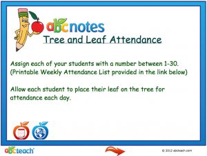 Interactive: Notebook: Attendance Template: Tree and Leaves