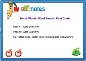 Dolch Words Word Searches First Grade’ Interactive Notebook