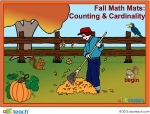 Math Mats Counting and Cardinality – Fall Theme Interactive Notebook