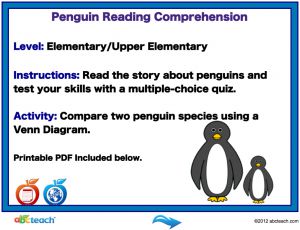 Interactive: Notebook: Reading Comprehension: Penguins (upper elem)