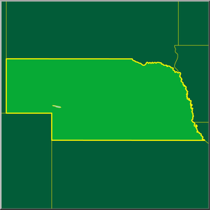 Clip art: US State Maps: Nebraska Color