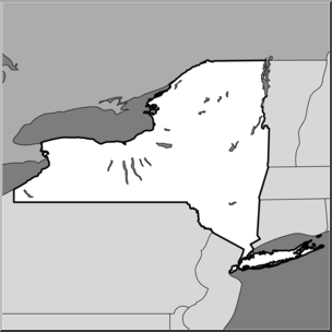 Clip Art: US State Maps: New York Grayscale