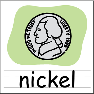 Clip Art: Basic Words: Nickel Color Labeled