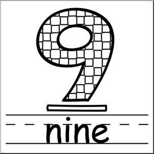 Clip Art: Basic Words: Nine B&W Labeled