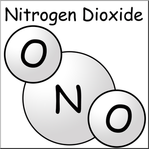 Clip Art: Molecule: Nitrogen Dioxide B&W