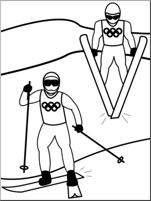 Clip Art: Winter Olympics: Nordic Combined B&W
