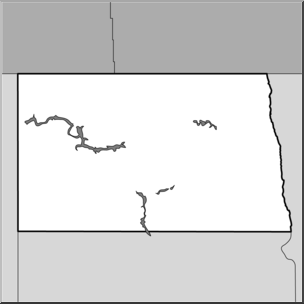 Clip Art: US State Maps: North Dakota Grayscale