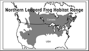 Clip Art: Habitat Map: Northern Leopard Frog Grayscale