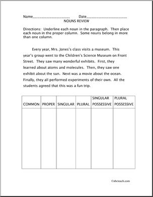 Nouns (elementary) Worksheet