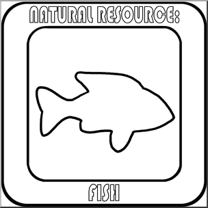 Clip Art: Natural Resources: Fish B&W Labeled