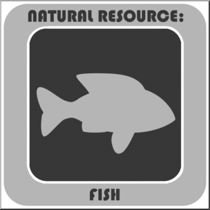 Clip Art: Natural Resources: Fish Grayscale Labeled