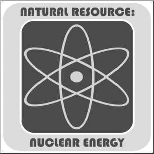 Clip Art: Natural Resources: Nuclear Grayscale Labeled