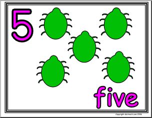 5 & Five (five pictures) Number Sign