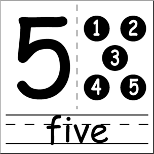 Clip Art: Number Set 2: 05 B&W – Abcteach