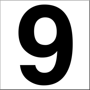 Clip Art: Number Set 1: 09 B&W – Abcteach