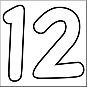 Clip Art: Number Set 09: 12 Outline
