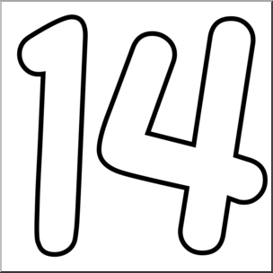 Clip Art: Number Set 09: 14 Outline – Abcteach