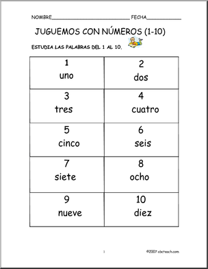 Spanish: MatemÂ·ticas – Juego con nË™meros (primaria)
