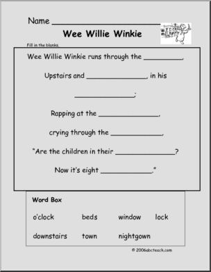 Wee Willie Winkie (preschool/primary) Clip Art