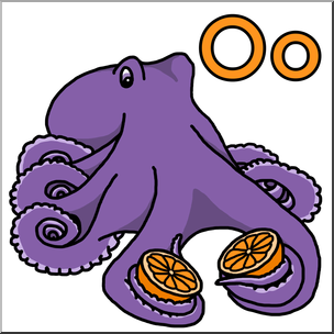 Clip Art: Alphabet Animals: O – Octopus Opens an Orange Color