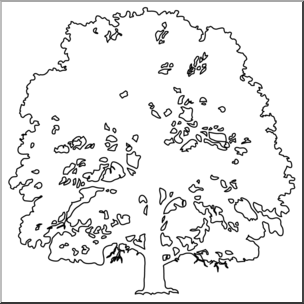 Clip Art: Oak Tree Silhouette B&W – Abcteach