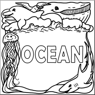 Clip Art: Biome Icons: Ocean B&W