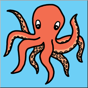 Clip Art: Cartoon Octopus 2 Color 2
