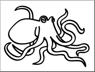 Clip Art: Basic Words: Octopus (coloring page)