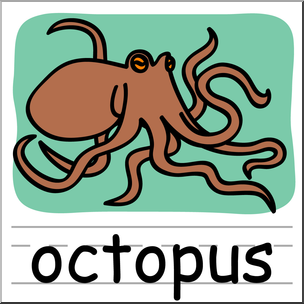 Clip Art: Basic Words: Octopus Color Labeled