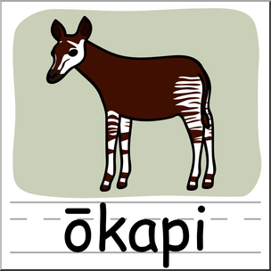 Clip Art: Basic Words: Okapi Color Labeled