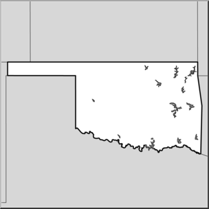 Clip Art: US State Maps: Oklahoma Grayscale