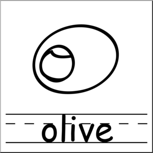 Clip Art: Basic Words: Olive B&W Labeled