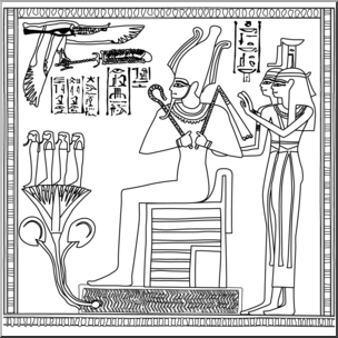 Clip Art: Ancient Civilizations: The Egyptians: Osiris, Isis & Nephthys B&W
