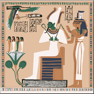 Clip Art: Ancient Civilizations: The Egyptians: Osiris, Isis & Nephthys Color
