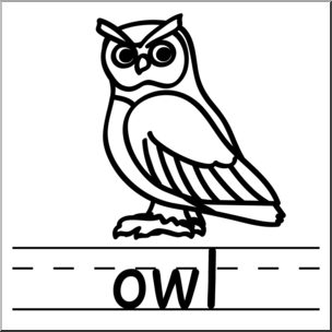 Clip Art: Basic Words: -owl Phonics: Owl B&W