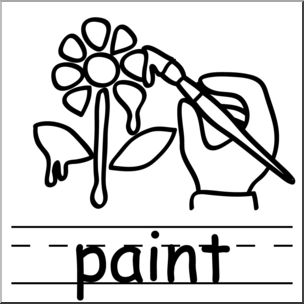 Clip Art: Basic Words: Paint B&W Labeled