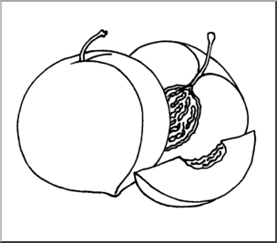 Clip Art: Fruit: Realistic Peaches B&W