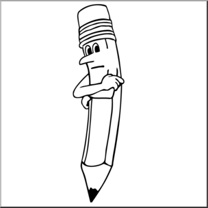 Clip Art: Cartoon Cool Pencil B&W – Abcteach