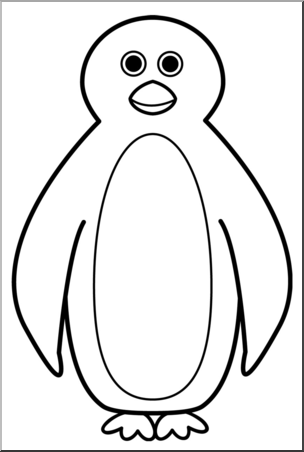 Clip Art: Cartoon Penguin 1 B&W – Abcteach