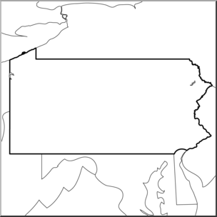 Clip Art: US State Maps: Pennsylvania B&W