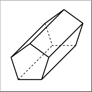 Clip Art: 3D Solids: Pentagonal Prism B&W – Abcteach