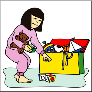 Clip Art: Kids: Chores: Picking Up Toys Color